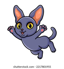 Cute peterbald cat cartoon posing