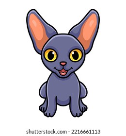 Cute peterbald cat cartoon sitting