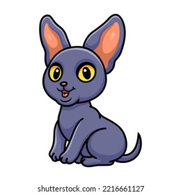 Cute peterbald cat cartoon sitting