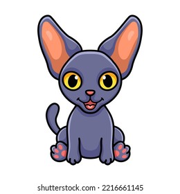 Cute peterbald cat cartoon sitting