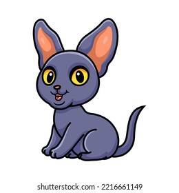 Cute peterbald cat cartoon sitting