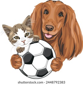 Cute pets football players. Vector