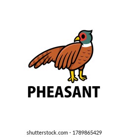 cute pheasant cartoon logo vector icon illustration svg