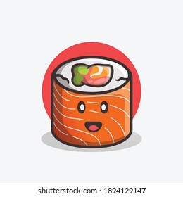 Cute Philadelphia Sushi Vector Icon Illustration. A popular food from Japan. Japanese Food Isolated Flat Cartoon Style.