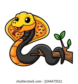 Cute philippines cobra cartoon on tree branch