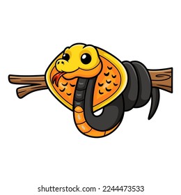 Cute philippines cobra cartoon on tree branch