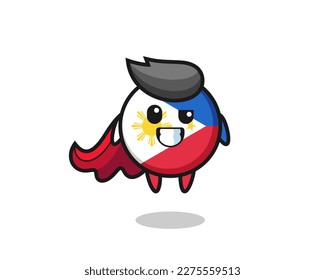 the cute philippines flag badge character as a flying superhero , cute style design for t shirt, sticker, logo element