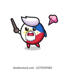 cute philippines flag badge grandpa is getting angry , cute style design for t shirt, sticker, logo element