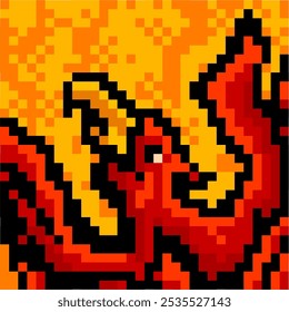 Fênix bonita em pixel art vetor