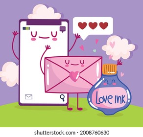 cute phone envelope love cartoon