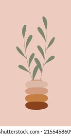 Papel tapiz de teléfono con ramas de olivo en la caja decorativa, vector premium