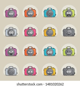 Cute Photo Camera character in cartoon style. Smiley camera with speech bubble. Smile Photography cute vector illustration.