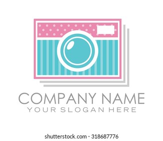 cute photo camera lens vector logo image icon