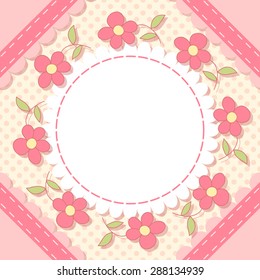 Cute photo frame. Baby shower card. Scrapbook elements. Vector illustration.