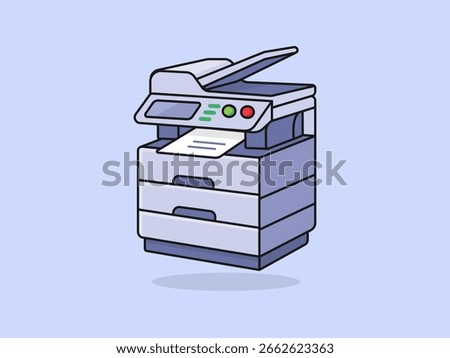Cute Photocopier – Flat Vector Cartoon Illustration.
