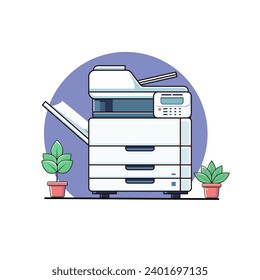 Cute photocopier machine plat design, vector illustration