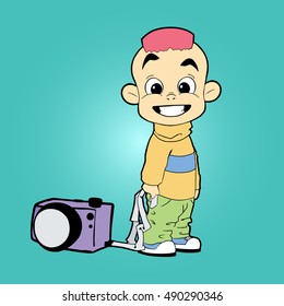 cute photographer with camera