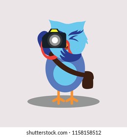 
cute  photographer owl holding camera concept. vector illustration
