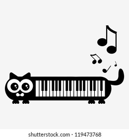 Cute piano kittty illustration