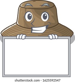 A cute picture of bucket hat grinning with board