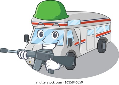 A cute picture of campervan Army with machine gun