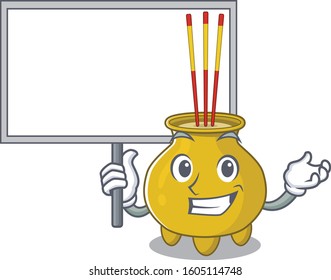 A cute picture of chinese incense cute cartoon character bring a board