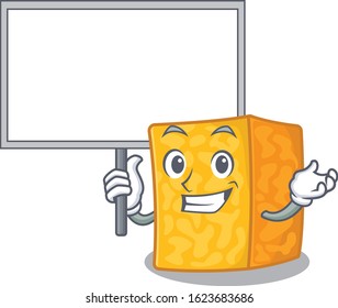 A cute picture of colby jack cheese cute cartoon character bring a board