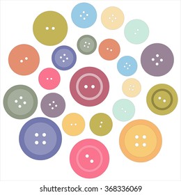 Cute picture with colored buttons laid out in a circle