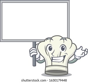 A cute picture of cook hat cute cartoon character bring a board