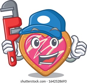 A cute picture of cookie heart working as a Plumber