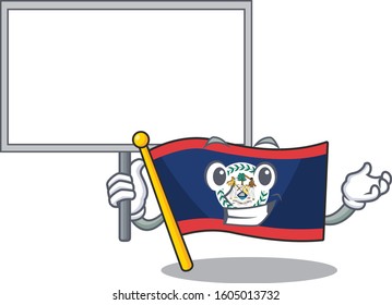 A cute picture of flag belize cute cartoon character bring a board