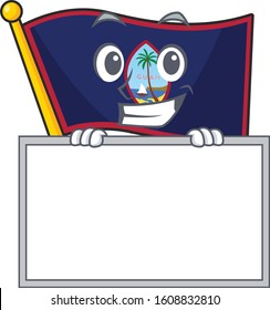 A cute picture of flag guam grinning with board