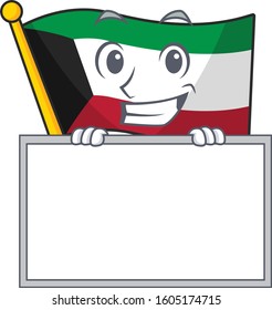 A cute picture of flag kuwait grinning with board