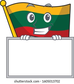 A cute picture of flag lithuania grinning with board