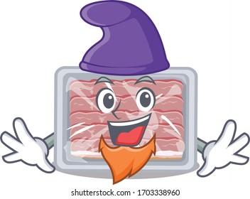 Cute picture of frozen smoked bacon in Elf cartoon design