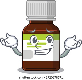 A cute picture of grinning antibiotic bottle caricature character