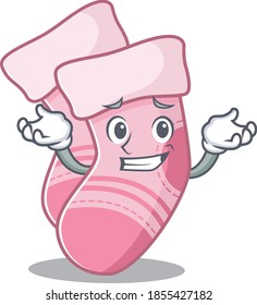A cute picture of grinning baby socks caricature character