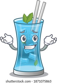 A cute picture of grinning blue hawai cocktail caricature character