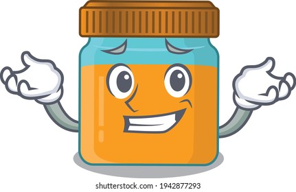 A cute picture of grinning honey jar caricature character