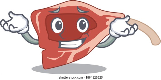 A cute picture of grinning lamb chop caricature character. Vector illustration