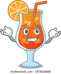 A cute picture of grinning mai tai cocktail caricature character