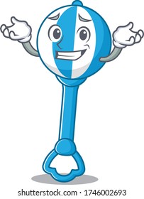 A cute picture of grinning rattle toy caricature character