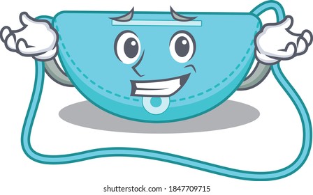 A cute picture of grinning sling bag caricature character