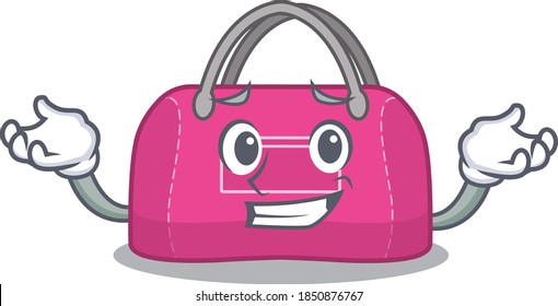A cute picture of grinning woman sport bag caricature character