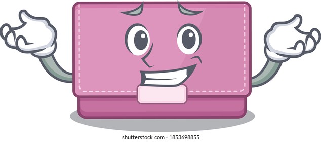 A cute picture of grinning womens wallet caricature character