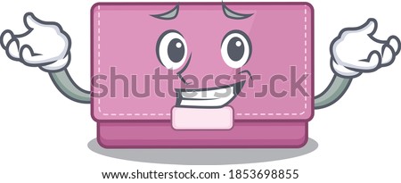 A cute picture of grinning womens wallet caricature character