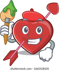 A cute picture of heart and arrow as an Artist having a brush