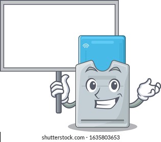 A cute picture of key card cute cartoon character bring a board