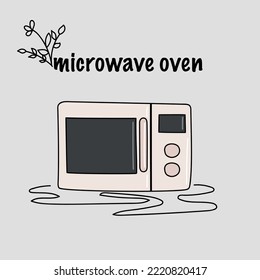 A cute picture, microwave with a beige screen.
