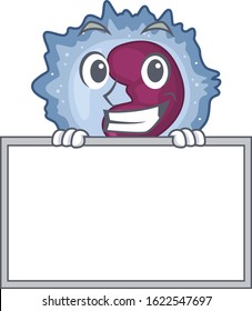 A cute picture of monocyte cell grinning with board